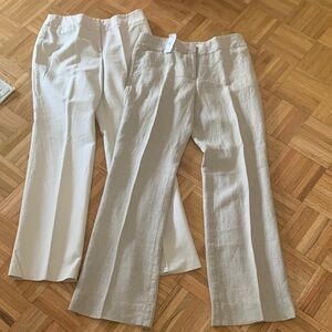 LOFT Wide Leg Trousers - Linen Blend & Khaki Pants Madison Studio Women’s Size 6